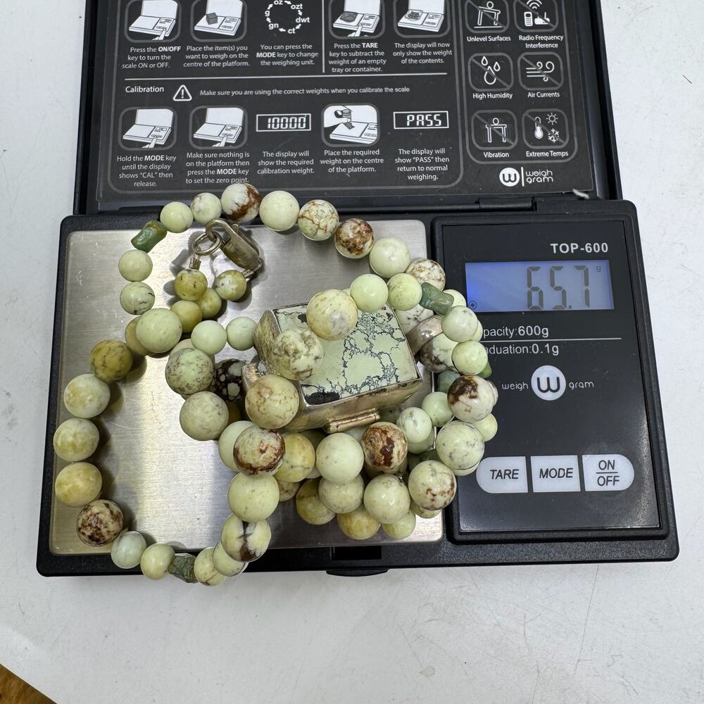 Vintage Beaded Rare Spotted Jasper & Sterling Silver Pendant Necklace - Picture 9 of 9